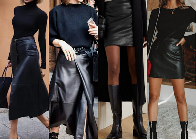 Pin by Elena Khodunova on Leather Leather street style, Brown leather skirt, Fas