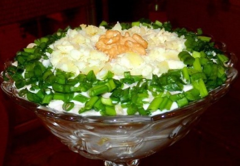 Рецепт - Салат с кальмарами и шампиньонами