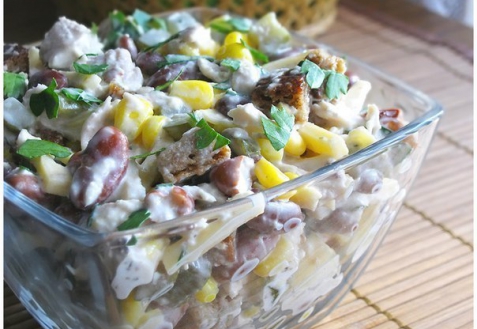 Рецепт - Куриный салат с фасолью