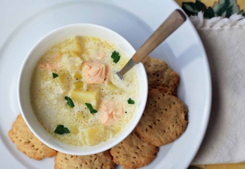 Рецепт - Сливочный суп с лососем
