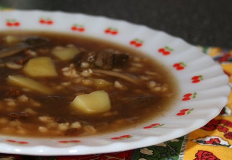 Рецепт - Грибной суп с перловой крупой