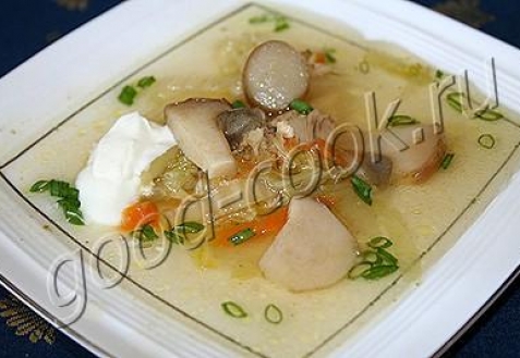 Куриный суп с грибами и пекинской капустой