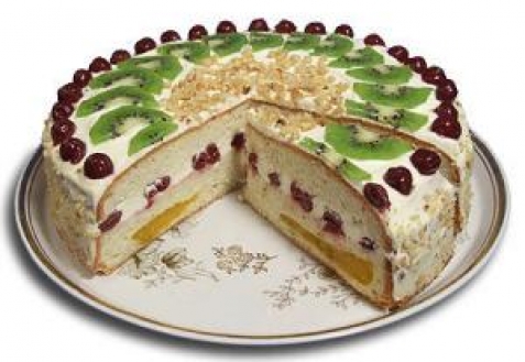 Бисквитный торт «Фруктовая радуга»