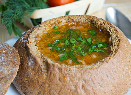 Рецепт - Суп в хлебном горшочке